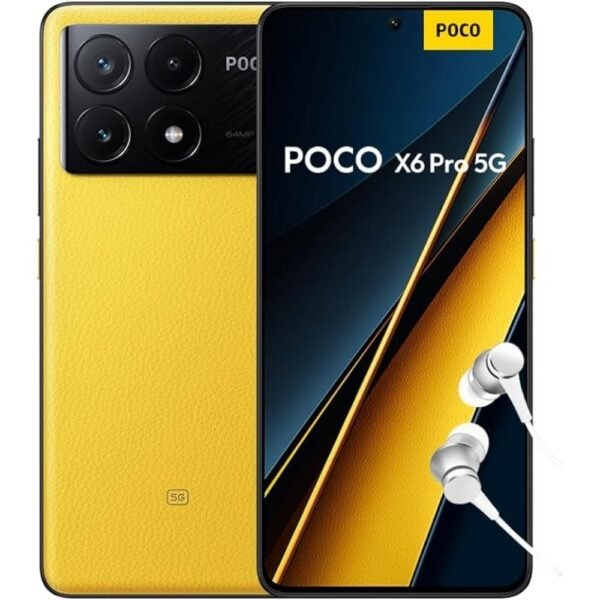 Poco X6 Pro - Smartphone de 12+512GB, Pantalla AMOLED de 6.67” 120Hz 1.5K, MediaTek Dimensity 8300-Ultra, Triple cámara de hasta 64MP, 5000mAh, Amarillo (Versión ES) Original